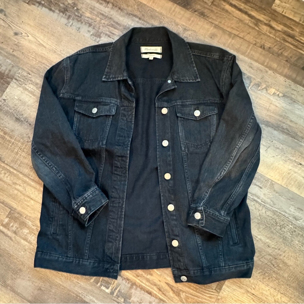 Madewell black oversized jean jacket